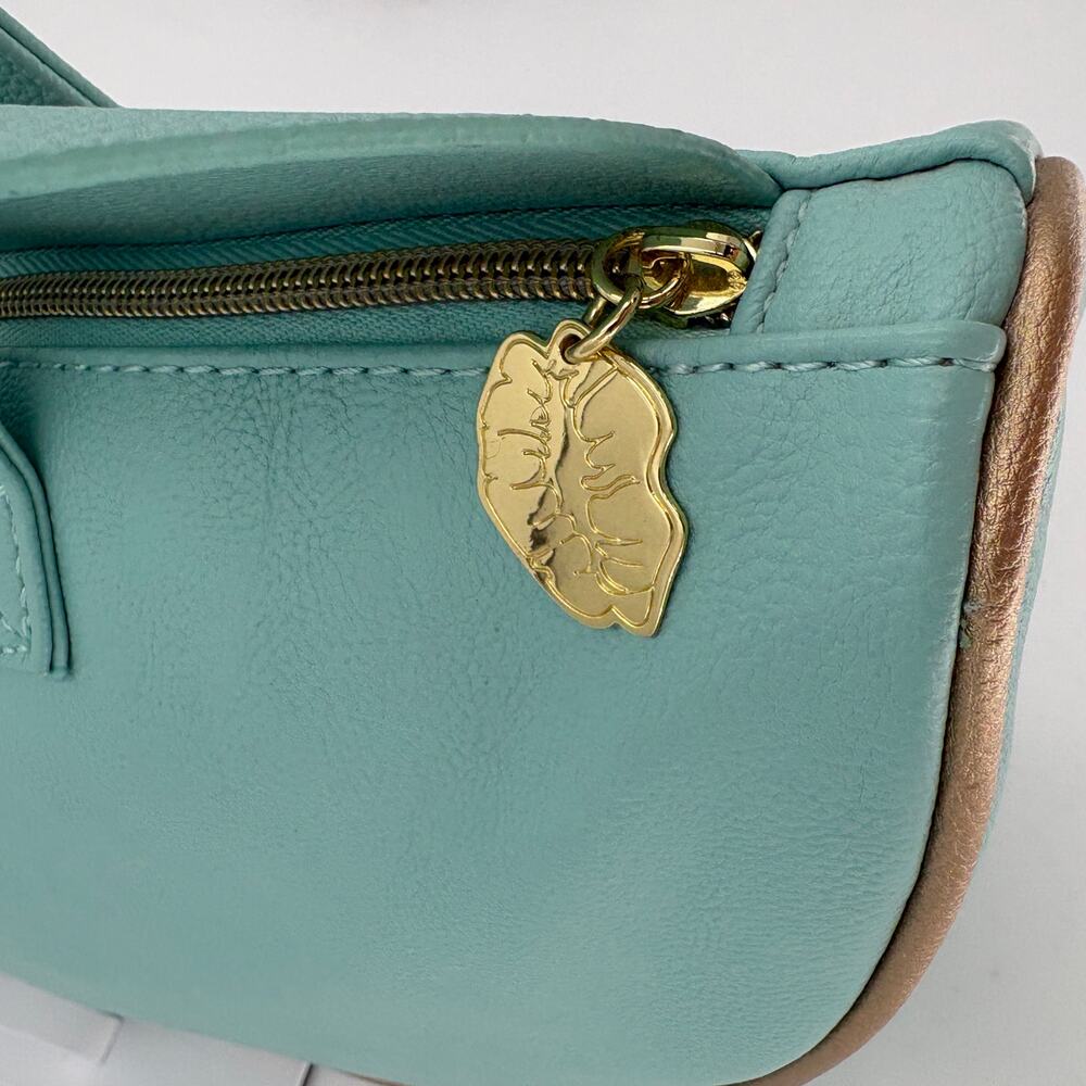 Luv Betsey Johnson Mint Green Cat Face Shoulder Tote Bag Glitter Heart - Picture 5 of 15